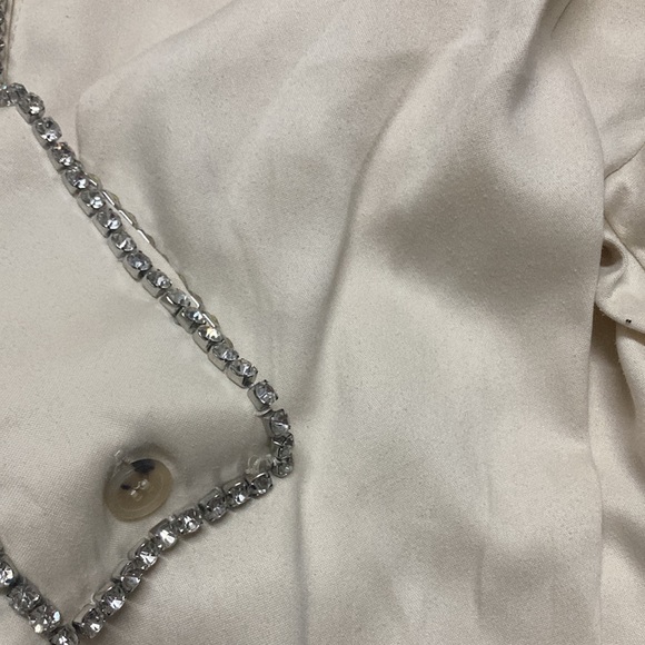 ZARA Limited Edition Bejewelled Cream Button Down Shirt - Picture 6 of 8